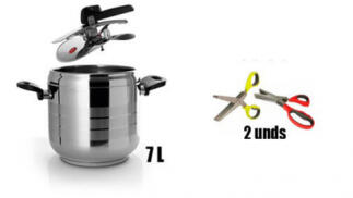 Olla a presión 7L + 2 tijeras multilaminas